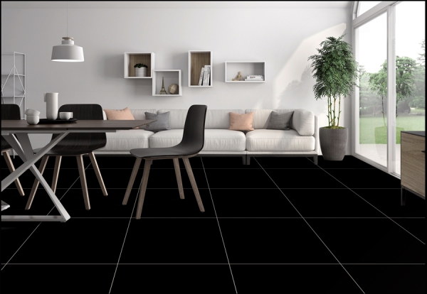 Granite Series 60x60cm Porcelain Floor Tiles Plain Black